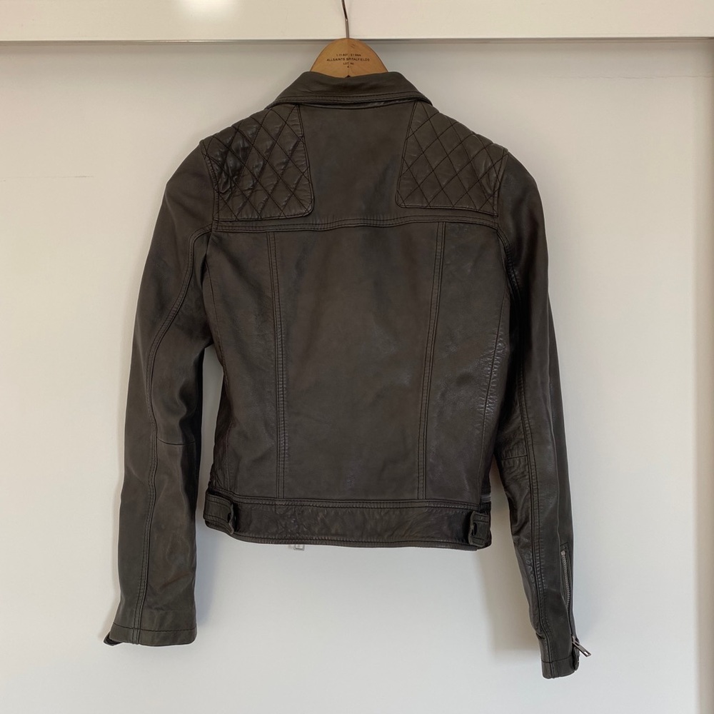 NWOT AllSaints biker leather jacket in Anthracite - Picture 3 of 6
